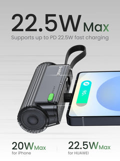 SHARGE 5000mAh Slim Mini Power Bank PD Fast Charging Dual USB-C Lightning Portable Battery Charger Compatible for iPhone Samsung