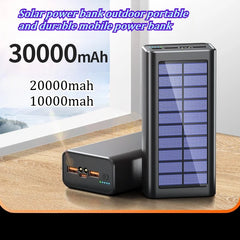 30000mAh Solar Power Bank Large Capacity  Portable and Durable Outdoor Power Bank  Universal Power Bank for Mobile Phones