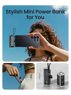 SHARGE 5000mAh Slim Mini Power Bank PD Fast Charging Dual USB-C Lightning Portable Battery Charger Compatible for iPhone Samsung