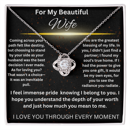 For My Beautiful Wife - Love Knot Necklace